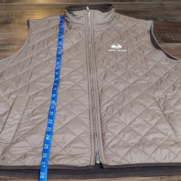Peter Millar Essex Quilted Vest Pebble Beach Embroidered Logo Size XXL In Brown